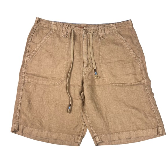 Lucky Brand Other - Lucky Brand Mens 100% Linen Drawstring Cargo Shorts Tan Brown Size 34